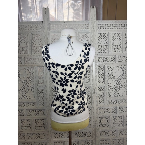 Ann Taylor Silk Ribbed Tank Top Sz S Sequin Beaded Fairy Dainty Whimisgoth - Picture 5 of 7